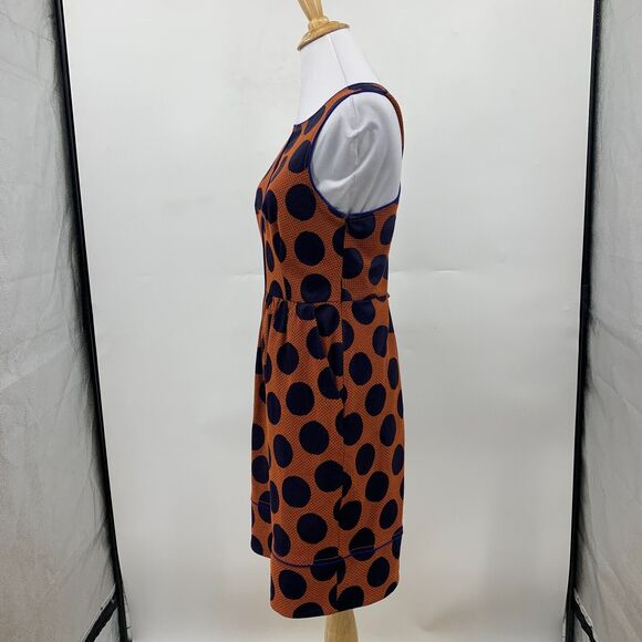 Anthropologie Maeve Dress Womens 4 Orange Black Polka Dot Cross Back Lined - Picture 4 of 15